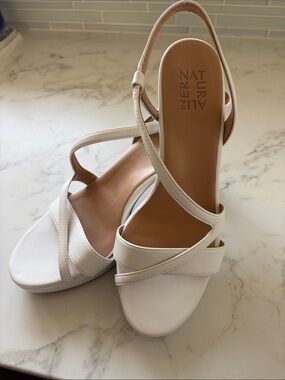 Naturalizer White Strappy Slingback Heels